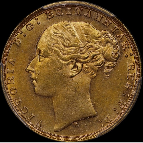 1880 Melbourne Young Head Sovereign Unc (PCGS MS62)