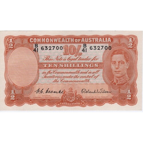 1952 Ten Shilling Coombs/Wilson R15 about Unc