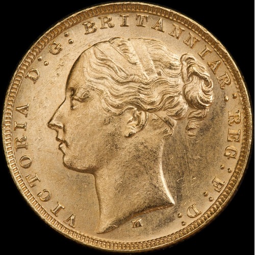 1881 Melbourne Young Head Sovereign about Unc