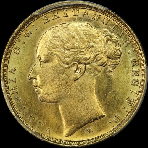 1883 Melbourne Young Head Sovereign Choice Unc (PCGS MS64)