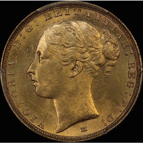 1884 Melbourne Young Head Sovereign Choice Unc (PCGS MS63)