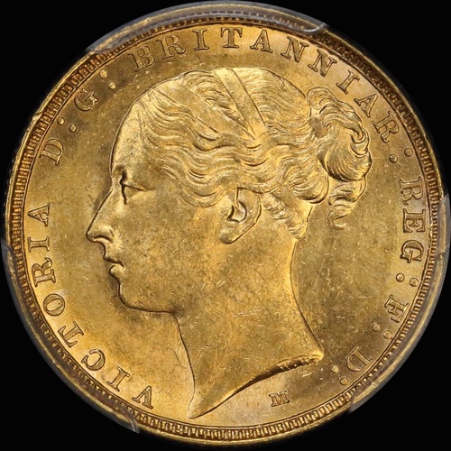 1885 Melbourne Young Head Sovereign Unc (PCGS MS62)