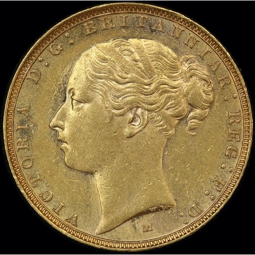 1885 Melbourne Young Head Sovereign Portrait 2; With BP good EF
