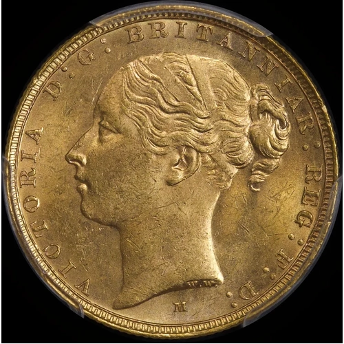 1886 Melbourne Young Head Sovereign Choice Unc (PCGS MS63)