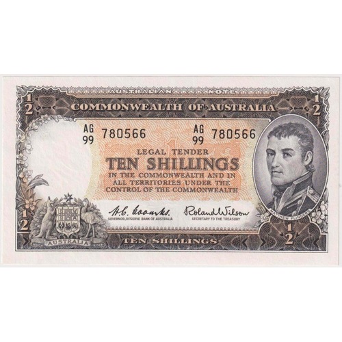 1961 Ten Shilling Coombs/Wilson R17 about Unc