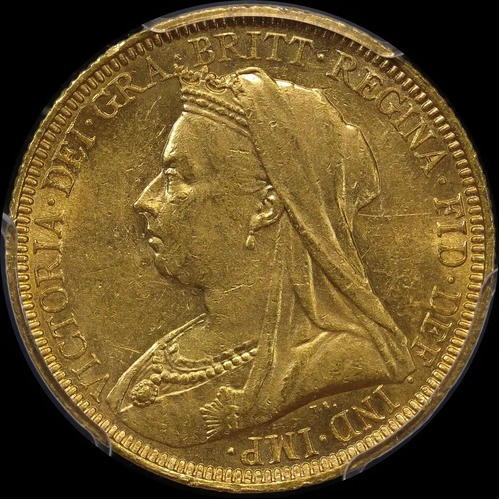 1893 Sydney Veiled Head Sovereign Unc (PCGS MS61)