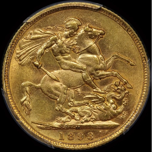 1893 Melbourne Veiled Head Sovereign Unc (PCGS MS61)