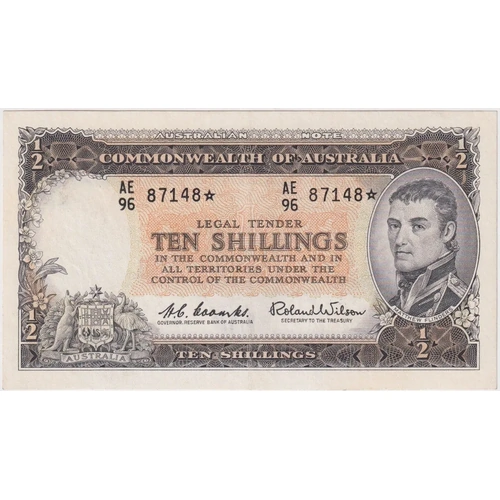 1961 Ten Shilling Star Note Coombs/Wilson R17s about Unc