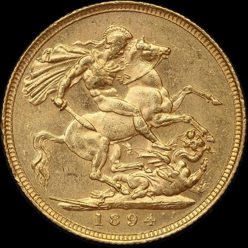 1894 Sydney Veiled Head Sovereign about Unc