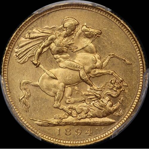 1894 Sydney Veiled Head Sovereign Unc (PCGS MS61)