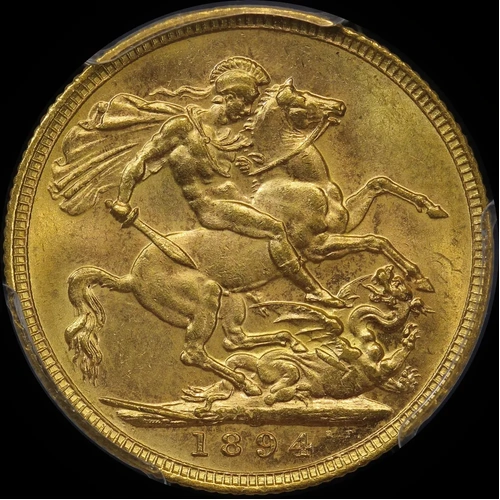 1894 Melbourne Veiled Head Sovereign Choice Unc (PCGS MS63)