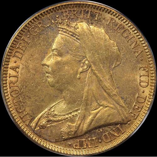 1894 Melbourne Veiled Head Sovereign Unc (PCGS MS62)