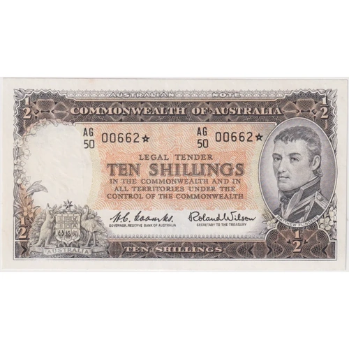 1961 Ten Shilling Star Note Coombs/Wilson R17s good EF