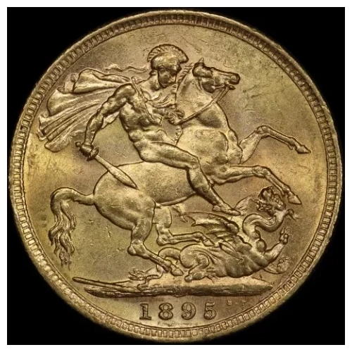 1895 Melbourne Veiled Head Sovereign about Unc