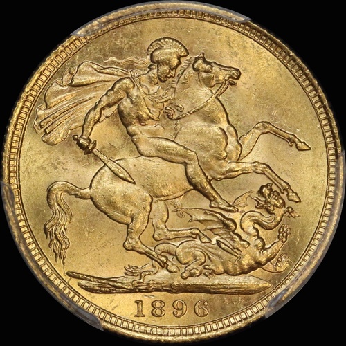1896 Sydney Veiled Head Sovereign Choice Unc (PCGS MS63)