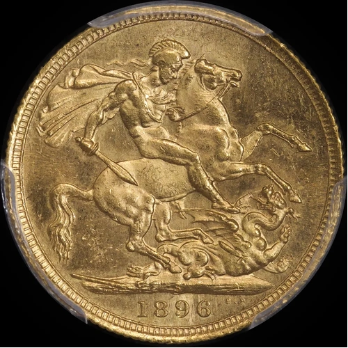 1896 Sydney Veiled Head Sovereign Choice Unc (PCGS MS63)