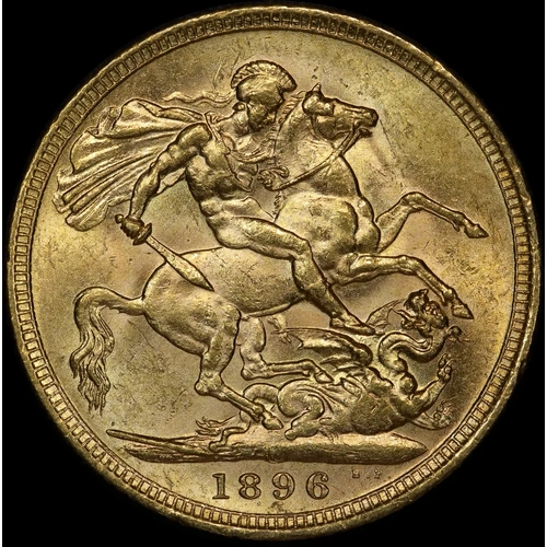 1896 Melbourne Veiled Head Sovereign about Unc