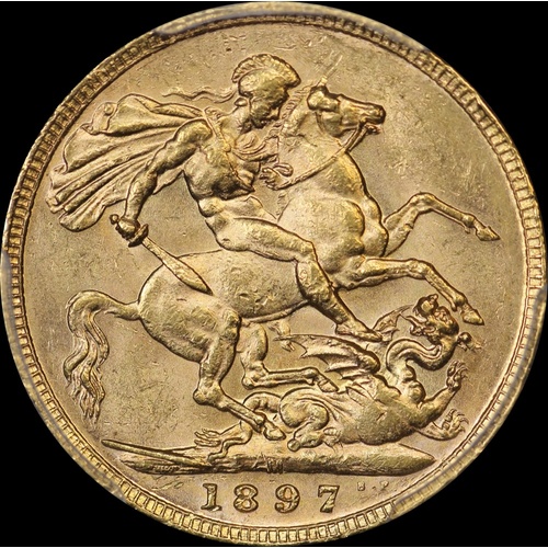 1897 Melbourne Veiled Head Sovereign Unc (PCGS MS61)