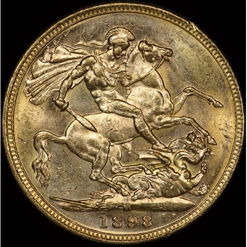 1898 Melbourne Veiled Head Sovereign about Unc