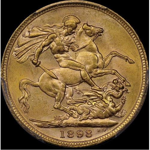 1898 Melbourne Veiled Head Sovereign Unc (PCGS MS61)