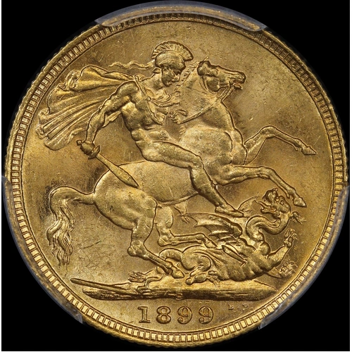 1899 Sydney Veiled Head Sovereign Unc (PCGS MS62)
