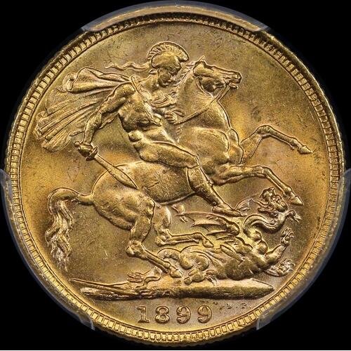 1899 Melbourne Veiled Head Sovereign Choice Unc (PCGS MS63)
