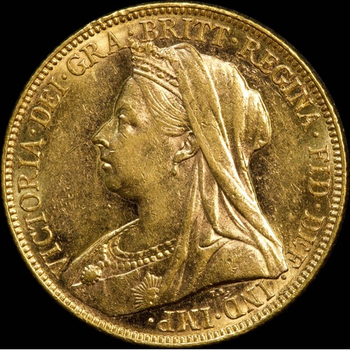 1899 Melbourne Veiled Head Sovereign good EF