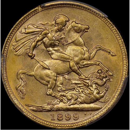 1899 Melbourne Veiled Head Sovereign Unc (PCGS MS61)
