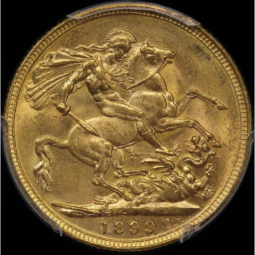 1899 Melbourne Veiled Head Sovereign PCGS MS61