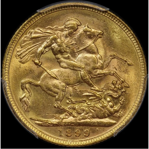 1899 Melbourne Veiled Head Sovereign Unc (PCGS MS62)