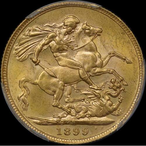 1899 Perth Veiled Head Sovereign PCGS AU58