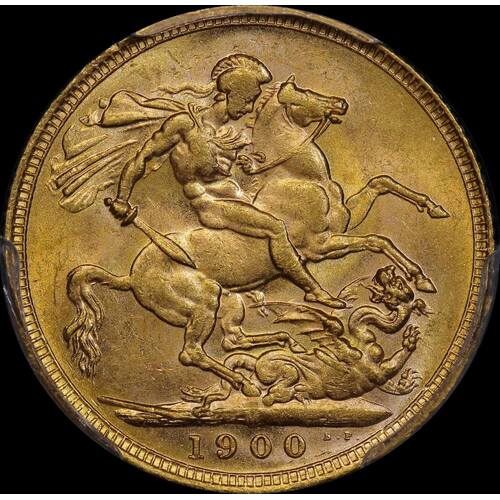1900 Melbourne Veiled Head Sovereign Unc (PCGS MS61)