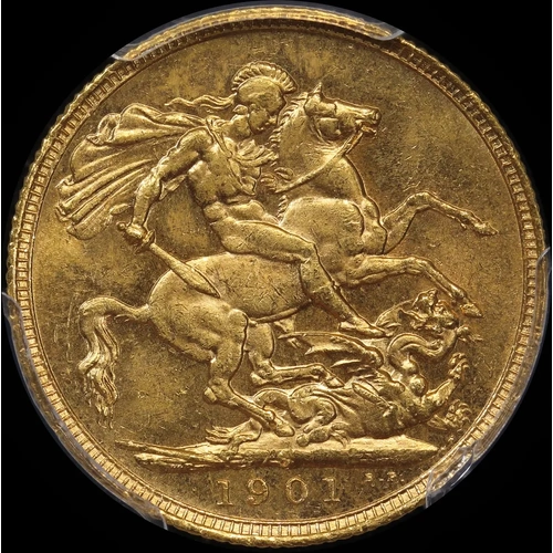 1901 Sydney Veiled Head Sovereign Unc (PCGS MS62)