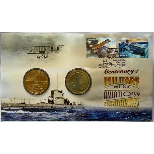 2014 1 Dollar 2 Coin PNC Centenary of Military Aviation & Submarines
