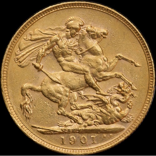 1901 Perth Veiled Head Sovereign good VF