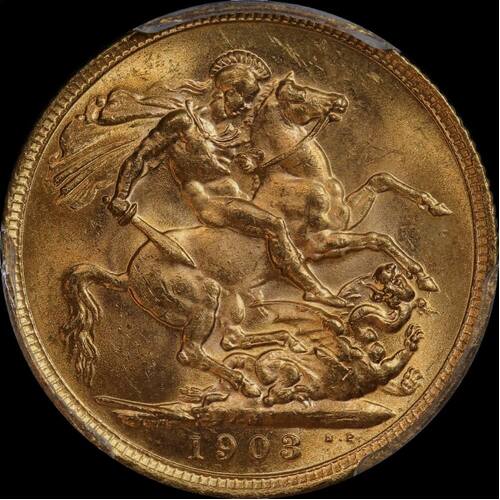 1903 Melbourne Edward VII Sovereign Unc (PCGS MS62)