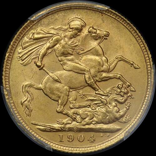 1904 Sydney Edward VII Sovereign Choice Unc (PCGS MS63)