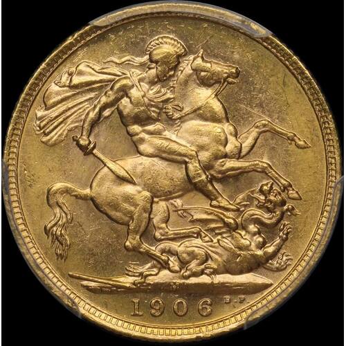 1906 Melbourne Edward VII Sovereign Unc (PCGS MS62)