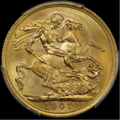 1907 Melbourne Edward VII Sovereign Unc (PCGS MS62)