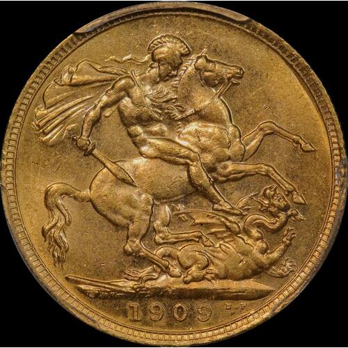 1909 Melbourne Edward VII Sovereign PCGS MS61