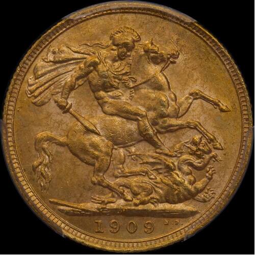 1909 Melbourne Edward VII Sovereign Unc (PCGS MS62+)
