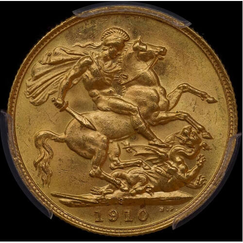 1910 Sydney Edward VII Sovereign Choice Unc (PCGS MS63)