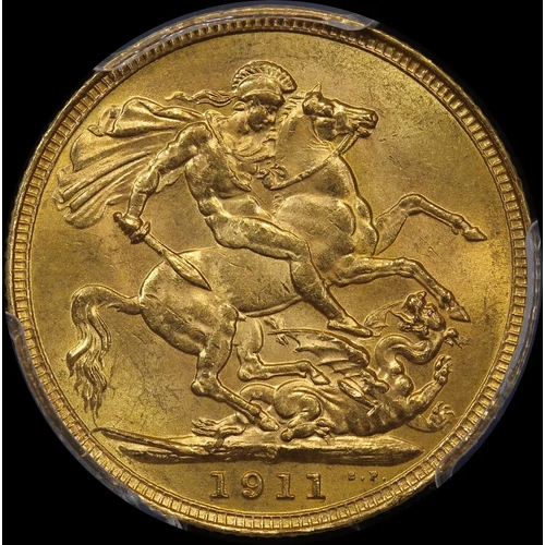 1911 Sydney George V Large Head Sovereign PCGS MS63