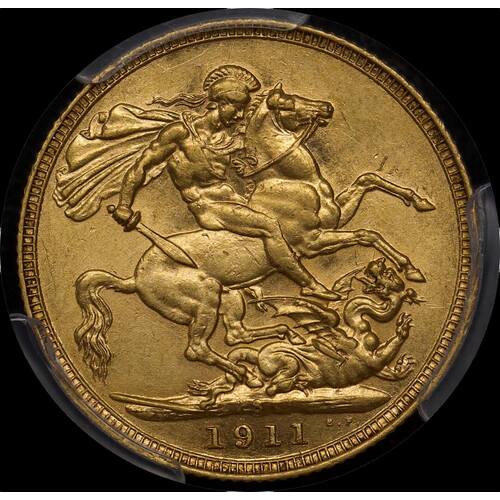 1911 Sydney George V Large Head Sovereign PCGS AU55