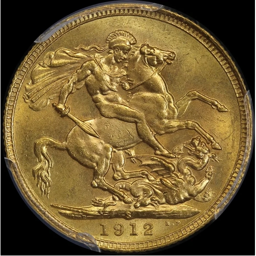 1912 Sydney George V Large Head Sovereign PCGS MS64