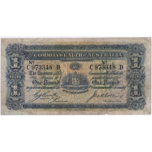 1918 One Pound Cerutty / Collins R21 about Fine