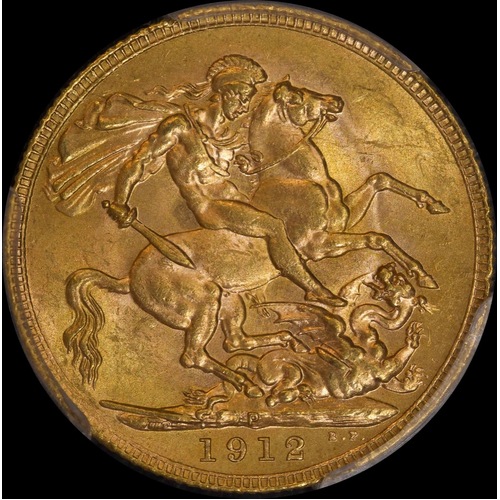 1912 Perth George V Large Head Sovereign Choice Unc (MS63)
