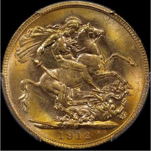 1912 Perth George V Large Head Sovereign Choice Unc (PCGS MS63)