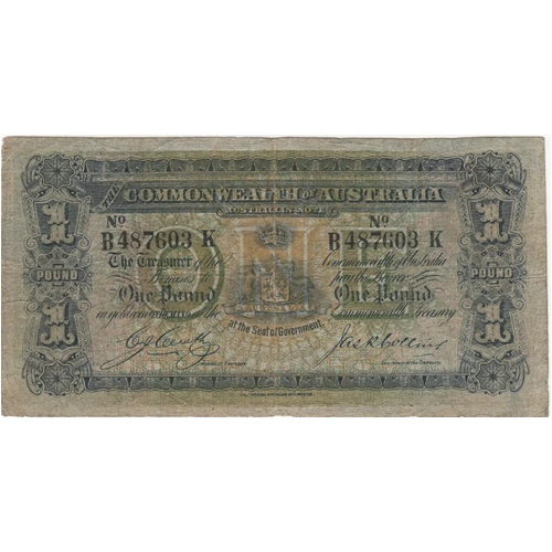 1918 One Pound Cerutty/Collins R21 Very Good