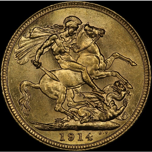 1914 Sydney George V Large Head Sovereign Choice Unc (PCGS MS64)